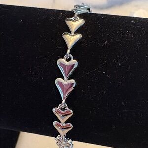 Heart Tennis Bracelet 14k White Gold plated 7” #S-37